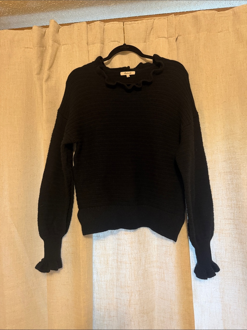 MADEWELL ruffle collar merino wool blend sweater size L